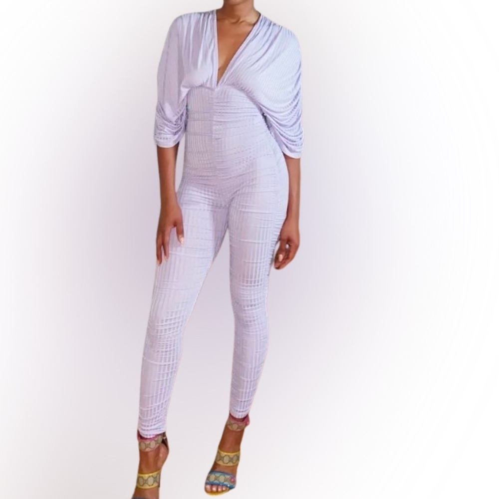 NWT Ruched Lavender Jumpsuit – Size L | Good Time U.S.A. Los Angeles💜